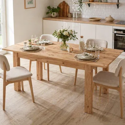 Produktbild von Marudo - Ausziehtisch, 120x80x76h cm Knoten-Eiche braun, 8 Plätze