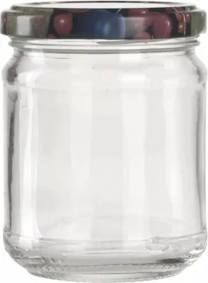 Obrázek produktu pro Sklenice na skladování, 6 ks, kulaté, čiré, víčko s ovocným motivem, obsah: 0,212 litru, TO: 63
