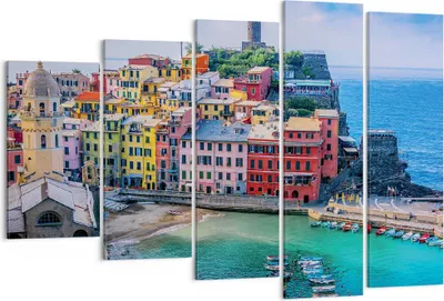 Produktbild von Bild auf Leinwand - Leinwandbild - 5 Teile - Farben Gebäude Italien - 150x100cm - Wand Bild - Wanddeko - Wandbilder - Leinwanddruck - Bilder - Wanddekoration - Leinwand bilder - EG150x100-5015