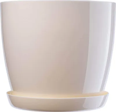 Produktbild von KADAX Blumentopf "Turi", Pflanzkübel mit Untersetzer, 14cm, Creme