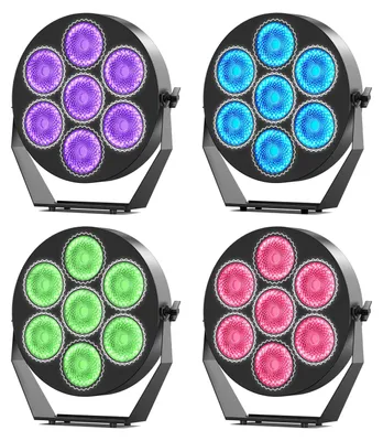 Produktbild von Bühnenbeleuchtung - DMX-Bühnenscheinwerfer - 4er-Set - 350 W - RGB-Lichteffekte - Goldfarbene Perlenlinsen - EU-Stecker - Für DJ und Bühne