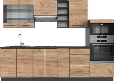 Produktbild von Küchenzeile Vicco Fame-Line Goldkraft Eiche/Anthrazit 280 cm , AP Anthrazit, Model 42674