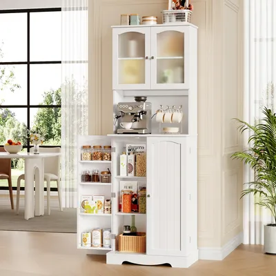Image de Armoire de cuisine - Meuble de cuisine - Armoire de rangement - Meuble haut - Armoire haute - Hauteur : 181 cm - Étagères réglables