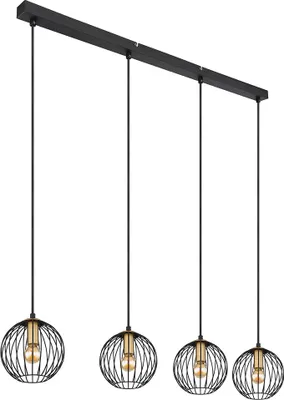 Produktbild von Hängeleuchte, Käfig-Design, schwarz, messingfarben, H 150 cm