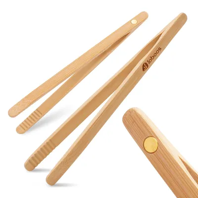 Bambus-Toastzangen 21,5 cm, Set von 2, magnetisch