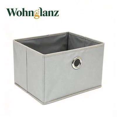 Produktbild von Wohnglanz Faltbare Aufbewahrungsbox Grau 27x32x20cm Stoff Regalbox Metallösengri