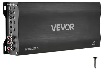 Zdjęcie produktu dla Wzmacniacz samochodowy VEVOR, 5-kanałowy, stopień mocy klasy D z możliwością mostkowania, maks. 4 x 100 W przy 4 omach / 4 x 200 W przy 2 omach + 1 x 1000 W przy 2 omach / 1 x 500 W przy 4 omach, wzmacniacz o dużej mocy do samochodów