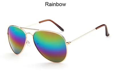 Goldene Piloten-Sonnenbrille mit Rainbow-Spiegelgläsern