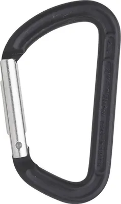 Polierter Aluminium-Karabiner von Austri Alpin; geeignet für Klettern; in schwarzer Farbe.