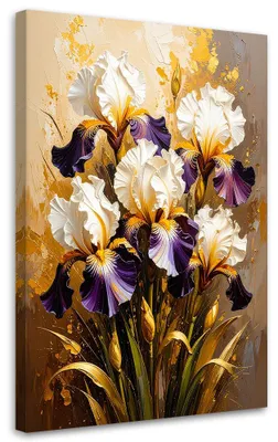 Immagine prodotto di Quadro su tela, Iris Fiori su sfondo beige - 60x90