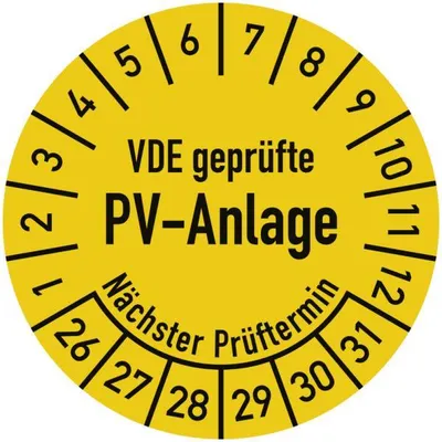 Produktbild von Dreifke® Prüfplakette VDE e PV-Anlage, Nächster Prüftermin, 2026-2031,...
