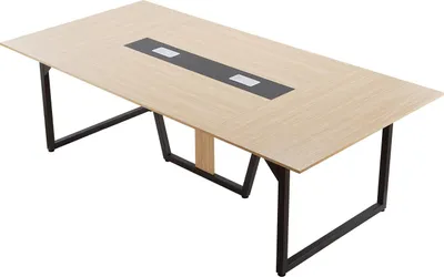 Produktbild von SucceBuy Rechteckiger Konferenztisch für 10 Personen, 240 x 120 cm, vielseitiger Besprechungstisch mit robusten Metallbeinen, ideal für Büro, Konferenzräume oder Pausenbereiche, in Braun