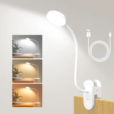 Obrázok produktu pre LED stolná lampa – lampa na čítanie – flexibilná – na čítanie a prácu – 3 farby, 10 úrovní stmievania – 40 cm, biela