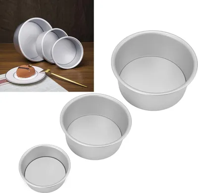 Productafbeelding van Set van aluminium taartvormen, ronde bakvormen voor feestelijke gelegenheden, verjaardagen, Kerstmis - 4, 6 en 8 inch