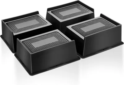 Produktbild von Set mit 4 rechteckigen, L-förmigen, rutschfesten Bettfüßen für Sofa, Tisch, Stuhl, 5,1 cm, schwarz (5,1 cm)