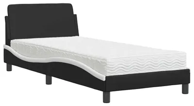 Productafbeelding van vidaXL Bed met matras "Dover", zwart en wit, 80x200 cm, kunstleer