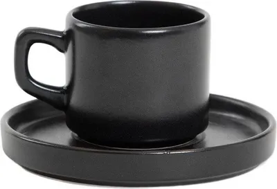 Produktbild von HOMLA FAMELIO Tasse mit Untertasse schwarz 0,2 l