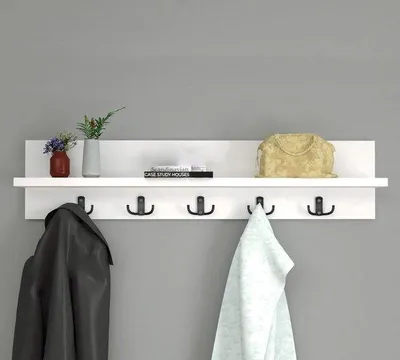 Produktbild von Gold Wandgarderobe mit 10 Haken, 80 x 11 x 18 cm, Weiß