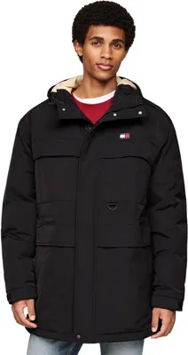 Productafbeelding van Tommy Jeans heren parka van technisch canvas met capuchon, zwart (Black), maat S