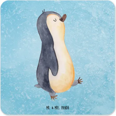 Produktbild von Mr. & Mrs. Panda Tischuntersetzer Pinguin marschieren 10er Set - Eisblau - Geschenk, Glas-Untersetzer, Untersetzer für Gläser, Pinguine, Familie, Stolz, Tassenuntersetzer