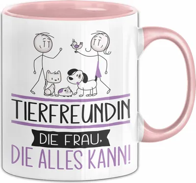 Produktbild von Tierfreundin Geschenk Tasse Becher Die Frau Die Allen Kann Geschenkidee für eine Tierfreundin Lustig (Rosa)