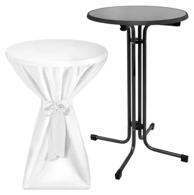 Immagine prodotto di Beautissu Tavolo alto da esterno Sylt, pieghevole, Ø70 cm, bianco, con fodera