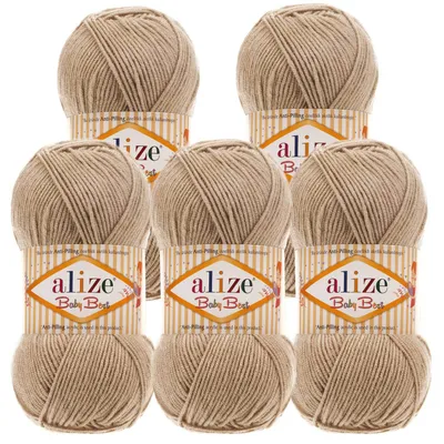 Produktbild von 5 x 100g Strickgarn ALIZE Baby Best uni Babywolle Wolle Antipilling 44 Farben