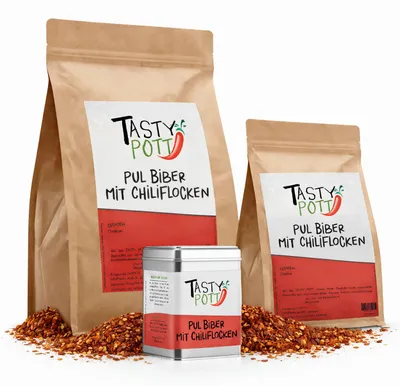 Produktbild von Tasty Pott Pul Biber mit Chiliflocken - im Beutel - 250g