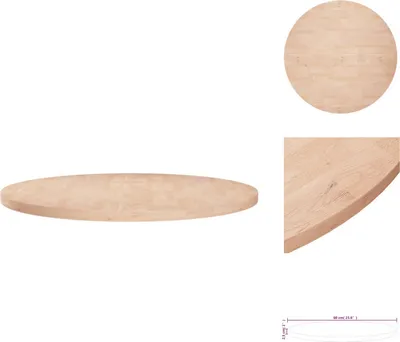 Image de vidaXL Plateau de table rond Ø60x2,5 cm Chêne massif non traité - Plateaux de table