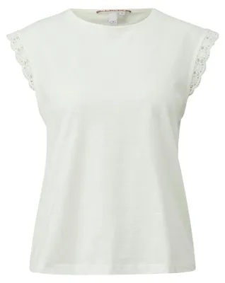 Produktbild von s.Oliver Damen T-Shirt aus Flammgarn mit Struktur-Look und feiner Spitze
