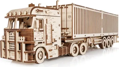 Image de puzzle 3D, Road King Truck Trailer (Container), EWA, bois, 238 pices
