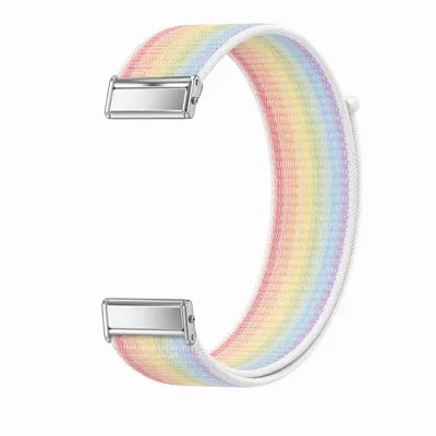 Produktbild von Armband für Fitbit Charge 5 Fitness Uhrenarmband aus Nylon Klettverschluss Sport atmungsaktiv verstellbar weich - Regenbogen