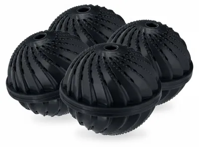 Image de Lot de 4 boules de lavage Relaxdays, boules de lavage pour machine à laver, écologiques, douces pour la peau, lavage sans lessive, noir