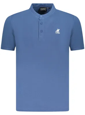 Produktbild von Elegantes Herren Poloshirt Blau mit Stickerei und Stehkragen