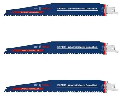 Image de 3 Lames scie sabre BOSCH EXPERT 2608900399 Carbure Démolition Bois et Métal 225mm