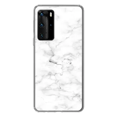 Produktbild von MuchoWow® Handyhülle Schutzhülle Hülle für Huawei P40 Pro Marmor - Weiß - Grau Silikon Softcase Handy Hülle - Schutz