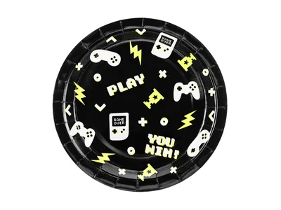 Immagine prodotto di Piatti di carta Gamepads 23cm nero / colorato set di 6
