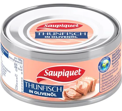 Zdjęcie produktu dla Saupiquet tuńczyk w oliwie z oliwek kawałki tuńczyka w puszce 185g
