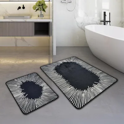 Produktbild von Miqna 2-tlg. rutschfestes Badteppich Set , waschbar (60x100 & 50x60 cm)