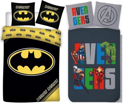 Produktbild von Batman & Avengers - 2 x Bettwäsche-Set Wendemotiv, 135x200 & 80x80