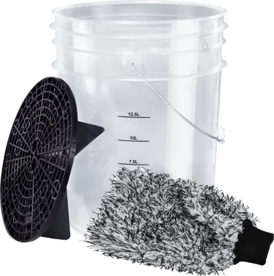 Produktbild von Benbow Autowasch-set, 3tlg, Transparent Wascheimer 20 Liter Mit Schmutzsieb, Auto-waschhandschuh, Autoaufbereitung, Waschanlage, Autozubehör, Autos