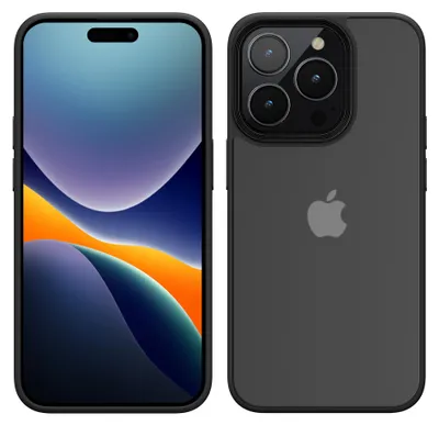 Produktbild von kwmobile Hülle kompatibel mit iPhone 15 Pro Max Hülle - Transparente Hartschale - Stoßfeste Handyhülle aus Weichem TPU Silikon - Schwarz Matt