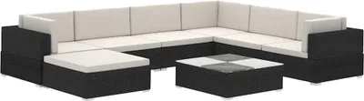 Obrázok produktu pre vidaXL 8-dielna záhradná obývacia súprava s vankúšmi Poly Ratan Black