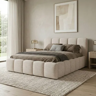 Produktbild von Polsterbett MELI 140x200 modern, mit Bettkasten Beige (Verita 03)
