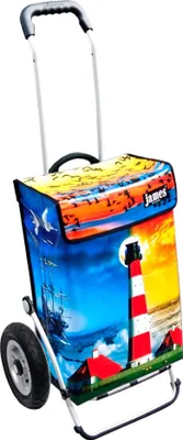 Produktbild von James Einkaufstrolley - LIGHTHOUSE - stabiler Einkaufswagen mit individuellem Design - mehrfarbig: blau | orange in Ausführung: Royal-Luftraeder