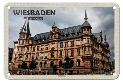 Produktbild von Blechschild Städte Wiesbaden Marktkirche Mittelalter 18x12cm Schild