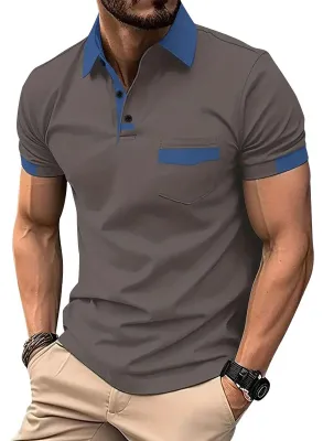 Imagen del producto de Camiseta polo de manga corta, transpirable, ideal para deportes y uso casual, color gris