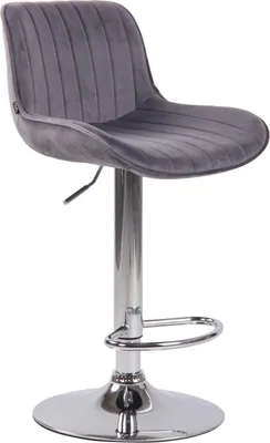 Obrázek produktu pro Sametová barová židle - Moderní design - Výškově nastavitelná a otočná o 360° | Barva: tmavě šedá, Barva podstavce: chrom