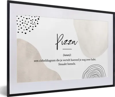 Produktbild von MuchoWow® Gerahmtes Poster Pizza - Wörterbuch - Sprichwörter - Zitate - Pizza definition 60x40 cm - Poster mit Schwarzem Bilderrahmen Wandposter Rahmen Foto Bilder - Schlafzimmer - Plakat in Rahmen - Drucken