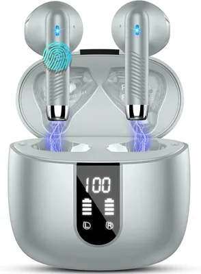 Produktbild von Bluetooth 5.3 Kopfhörer In Ear mit ENC Geräuschunterdrückung, 48 Std Akkulaufzeit, HiFi Stereo, 4 Mikrofone, LED Display, IPX7 USB-C - Android iOS